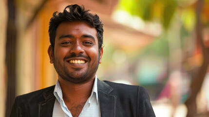 Obraz premium a successful real estate indian broker smiling