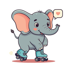 Cute Elephant Cartoon Vector Icon Illustration Animal Sport Icon Isolated Flat vector illustration