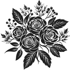 Elegant Floral Arrangement Featuring Roses And High Quality Editable Vector Design And Illustration