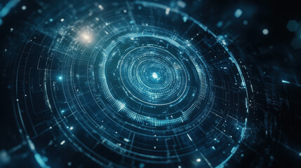 Futuristic Aqua Blue Gradient Background with Luminous Digital Art Curves