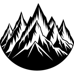 Mountain range silhouette with sharp, angular peaks and deep valleys