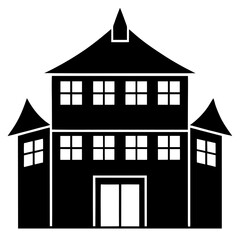 silhouette of a small urban townhouse with a flat roof and narrow windows