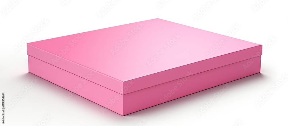 Poster A vibrant pink gift box positioned center stage on a pristine white background with ample copy space for branding and design flexibility