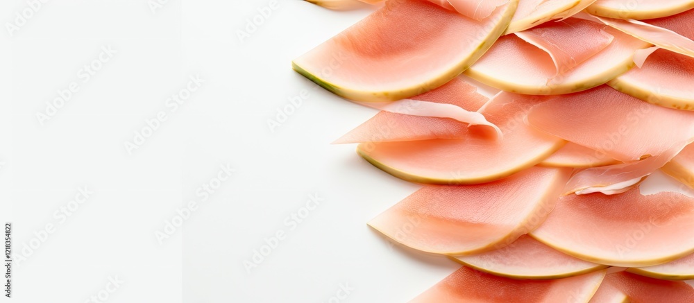 Aufkleber delicate pink melon slices arranged artfully on a light background showcasing smooth textures and na
