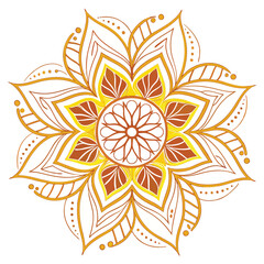 Indian flower mandala art with luxury golden circle frame transparent vintage gold circular patten