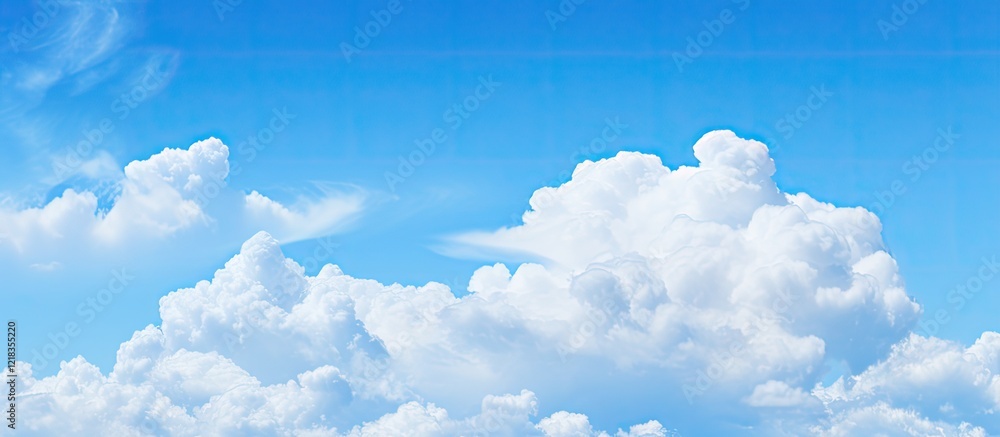 Aufkleber serene close-up of a clear blue sky filled with fluffy white clouds creating a tranquil and peaceful