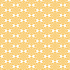 Vintage floral vector seamless pattern with yellow and orange flower illustrations for fabric and textile design