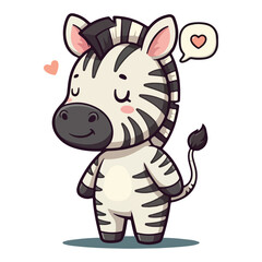 Cute Zebra Standing Cartoon Vector Icon Illustration. Animal Nature Icon Concept Isolated Premium illustration vector illustration