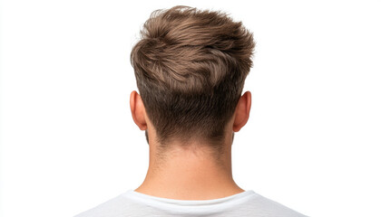 Obraz premium Back of head view showing hair texture and style, highlighting hair loss patches. image captures modern hairstyle with focus on scalp area