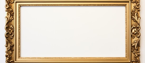 Elegant golden ornate picture frame centered against a clean white background creating ample space for text or additional images on either side