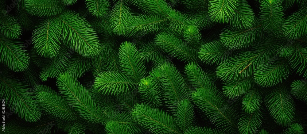 Poster vibrant dark green christmas tree branches densely layered with ample copy space ideal for festive d