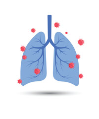 Human Lung With Virus Cells. Lung Infection Concept stock illustration
