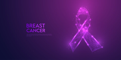 Low Poly Glowing Breast Cancer Awareness background