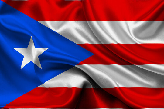 High detailed flag of Puerto Rico. National Puerto Rico flag. North America. 3D illustration.
