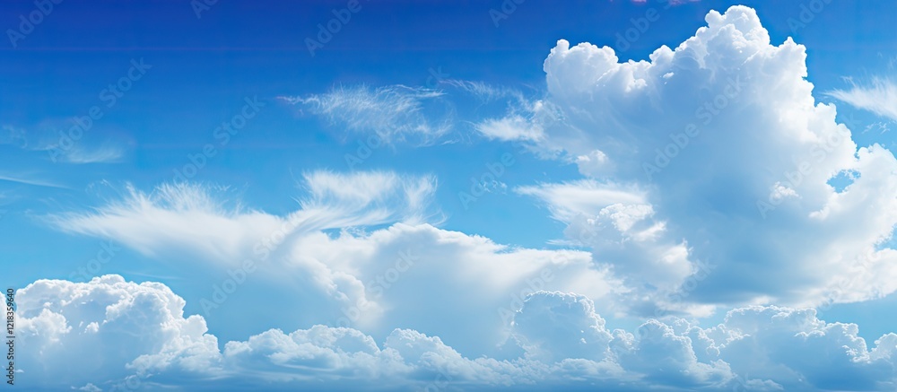 Fototapete bright blue sky filled with fluffy white clouds creating an expansive serene atmosphere perfect for 