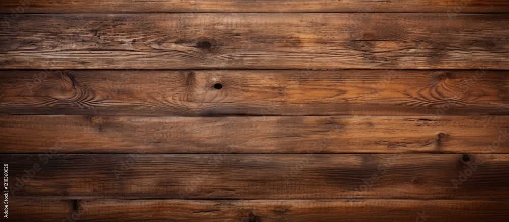 Poster Rustic wooden background with rich brown tones featuring textured planks arranged horizontally, ideal for displaying images or text
