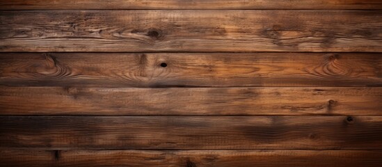 Naklejka premium Rustic wooden background with rich brown tones featuring textured planks arranged horizontally, ideal for displaying images or text