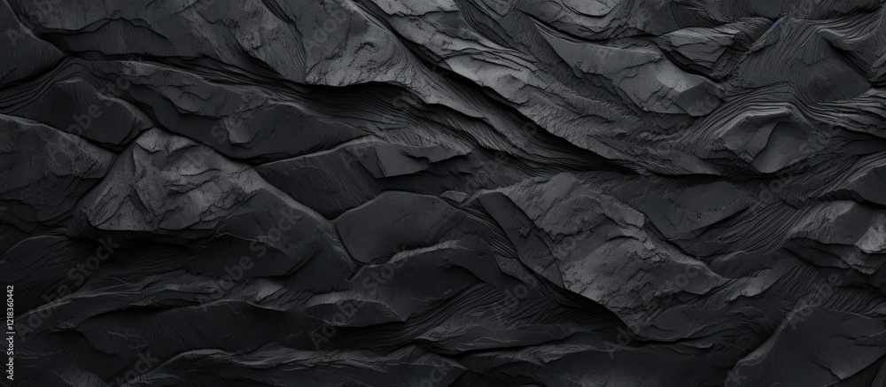 Poster black textured surface with uneven rock-like patterns creates a natural background, ideal for copy s