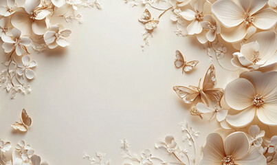 flowers on wooden background with space for text and design