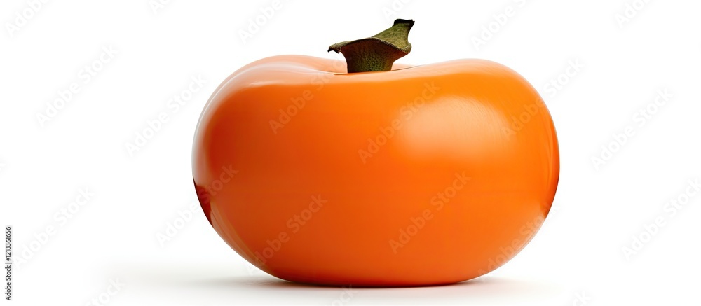 Poster ripe orange persimmon on a clean white surface showcasing vibrant color and space for text or graphi