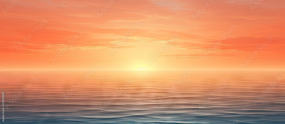 Aufkleber tranquil seascape at dusk featuring a vivid orange horizon with calm blue water reflecting soft ligh