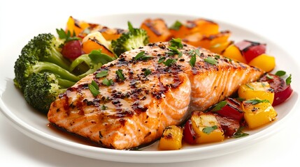 Deliciously Arranged Plate of Gourmet Cuisine Featuring Colorful Vegetables Succulent Proteins and Artful Presentation on a Rustic Wooden Table Evoking a Sense of Culinary Excellence and Delight