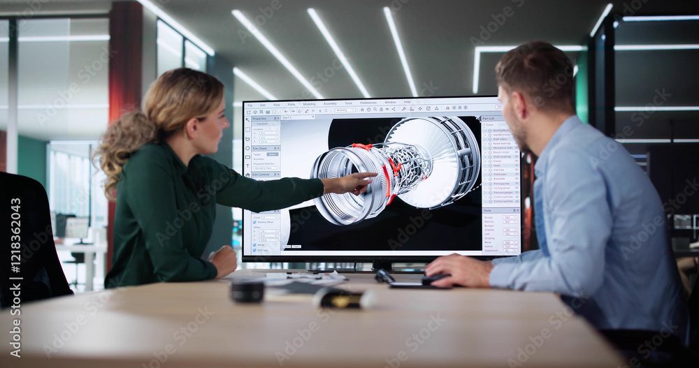 Leinwandbilder Engineer Doing 3D CAD Model Design On Computer