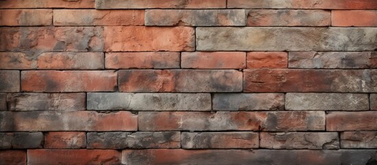 Fototapeta premium Rustic brick wall texture featuring warm red and gray tones with ample space for text or design elements for versatile backgrounds.