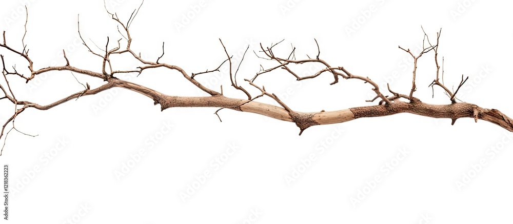 Leinwandbilder dry and twisted branch of an old dead tree on a clean white background showcasing intricate details 