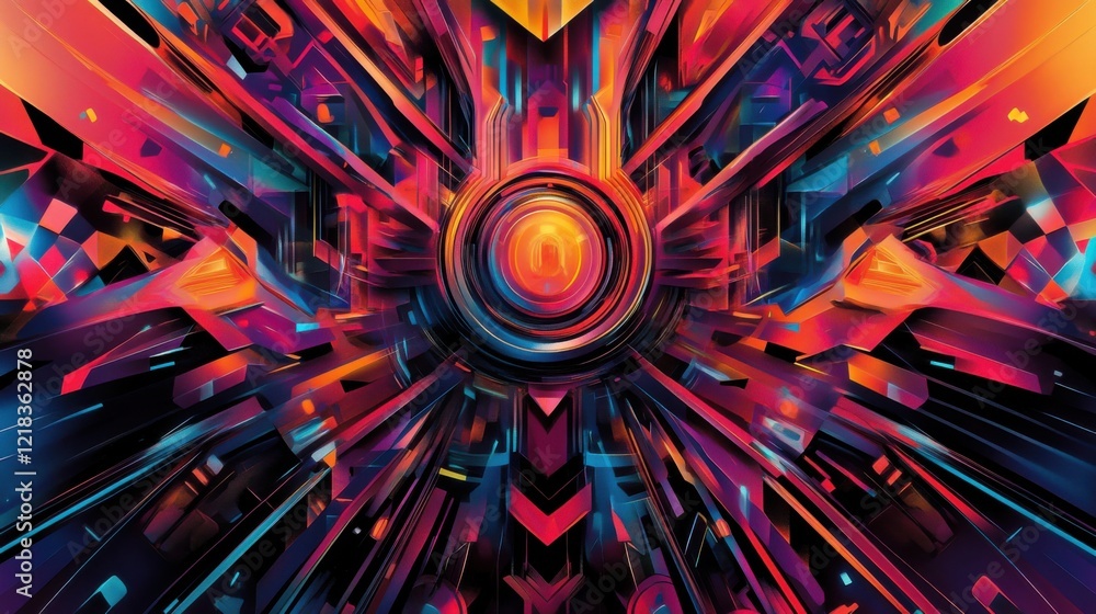 Poster a colorful abstract painting of a circular object