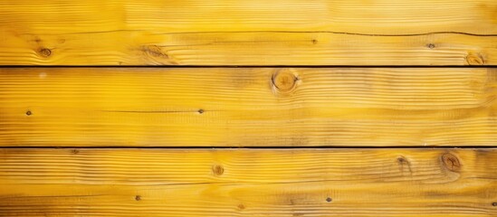 Naklejka premium Clean yellow wooden wall with natural grain texture featuring horizontal planks providing ample copy space for text or graphics.