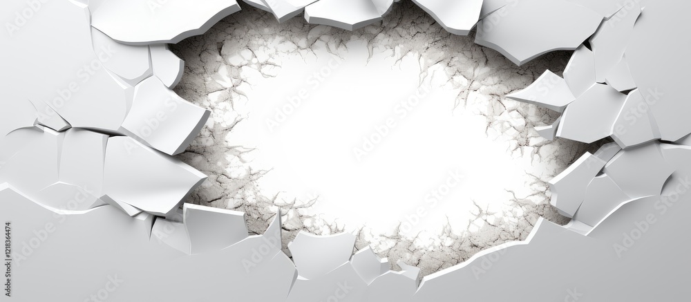 Aufkleber abstract white paper with a torn hole in the center revealing a bright light background, showcasing 