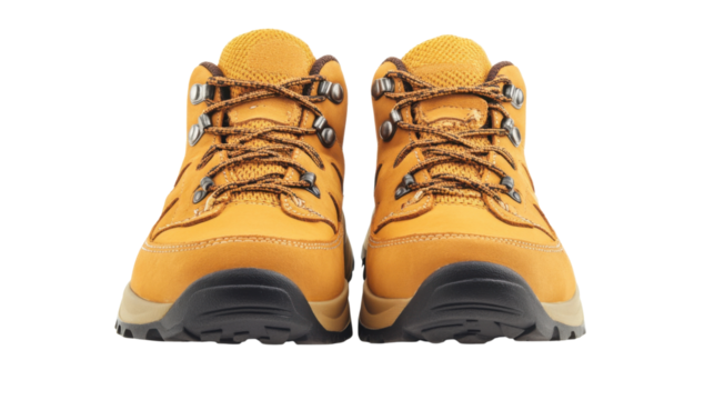 Pair of hiking shoes on transparent background