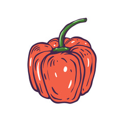 A Vibrant and Colorful Orange Bell Pepper Illustration for Healthy Fresh Food Inspirations