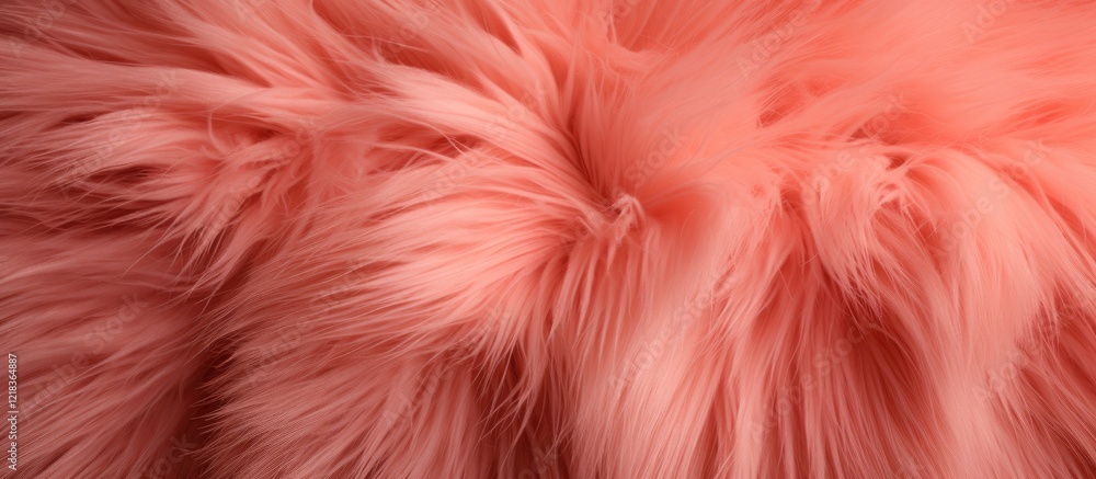 Poster coral fluffy faux fur texture with soft strands filling the frame creating a warm and inviting backg