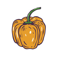 An Attractive and Vibrant Yellow Bell Pepper Illustration Featuring a Fresh Green Stem