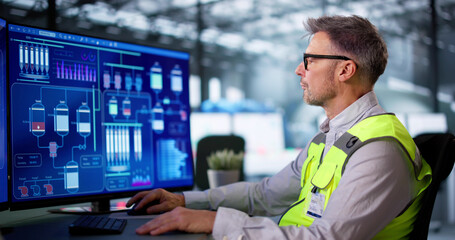 Man Working In Power Plant Electricity