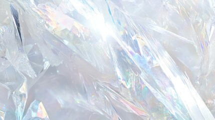 Obraz premium A close-up of shimmering, translucent crystals reflecting light in various colors.