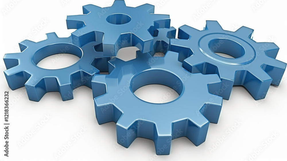 Aufkleber blue gears arranged in creative layout, symbolizing teamwork and engineering concepts. these gears r