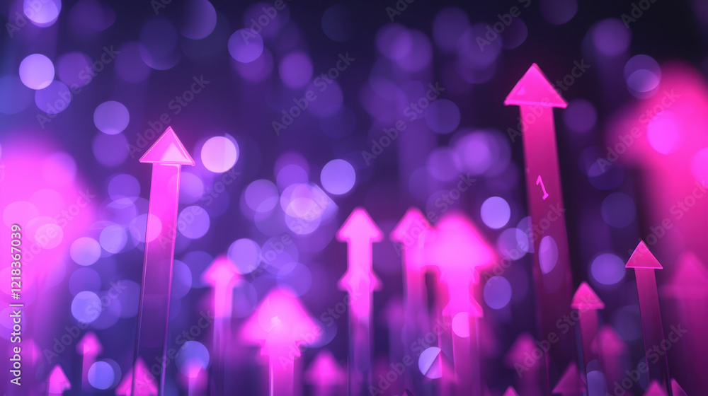 Aufkleber vibrant abstract background with upward arrows in pink and purple tones, symbolizing growth and prog