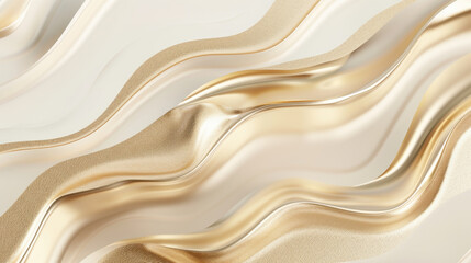 Obraz premium Elegant abstract waves in gold and cream tones create luxurious texture. flowing design evokes sense of sophistication and warmth, perfect for modern decor