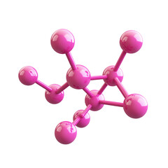 3D molecular structure on transparent background, PNG format.