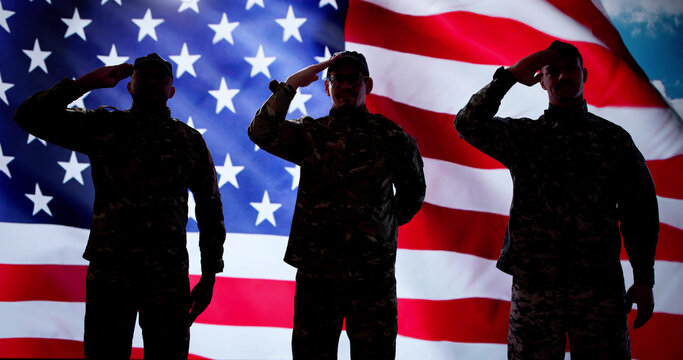 African American Soldier Saluting Flag - Powered by Adobe