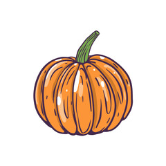 A Vibrant Orange Pumpkin with a Green Stem Perfect for the Autumn Season and Celebrations