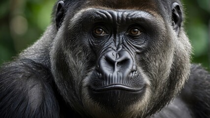 Obraz premium Western Lowland Gorilla Face: A Detailed and Expressive Close-Up