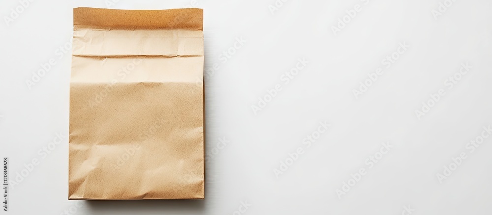 Leinwandbilder brown paper bag on the right side of a clean white background showcasing a realistic folded design i