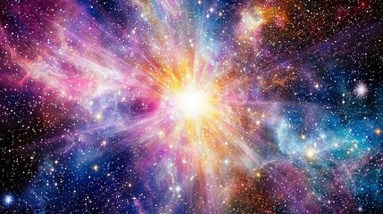A cosmic portal surrounded by swirling colors and energy beams, opening into another galaxy filled with strange, glowing stars and intricate nebula formations, suggesting intergalactic travel 