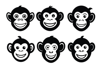 set of funny faces monkey 