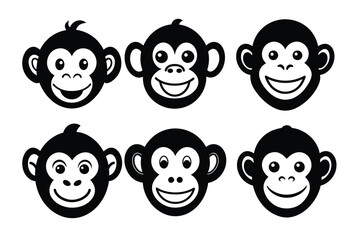 set of funny faces monkey 