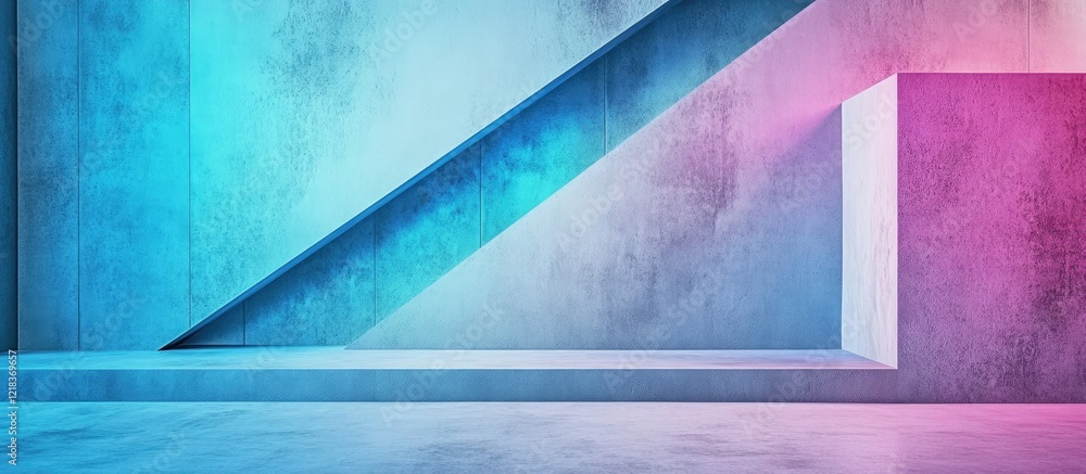 Aufkleber abstract geometric background featuring a diagonally positioned blue and pink illuminated structure 